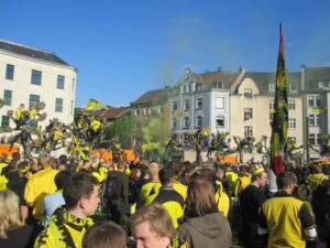 Borussia Dortmund fans celebrate the 2012 Bundesliga title